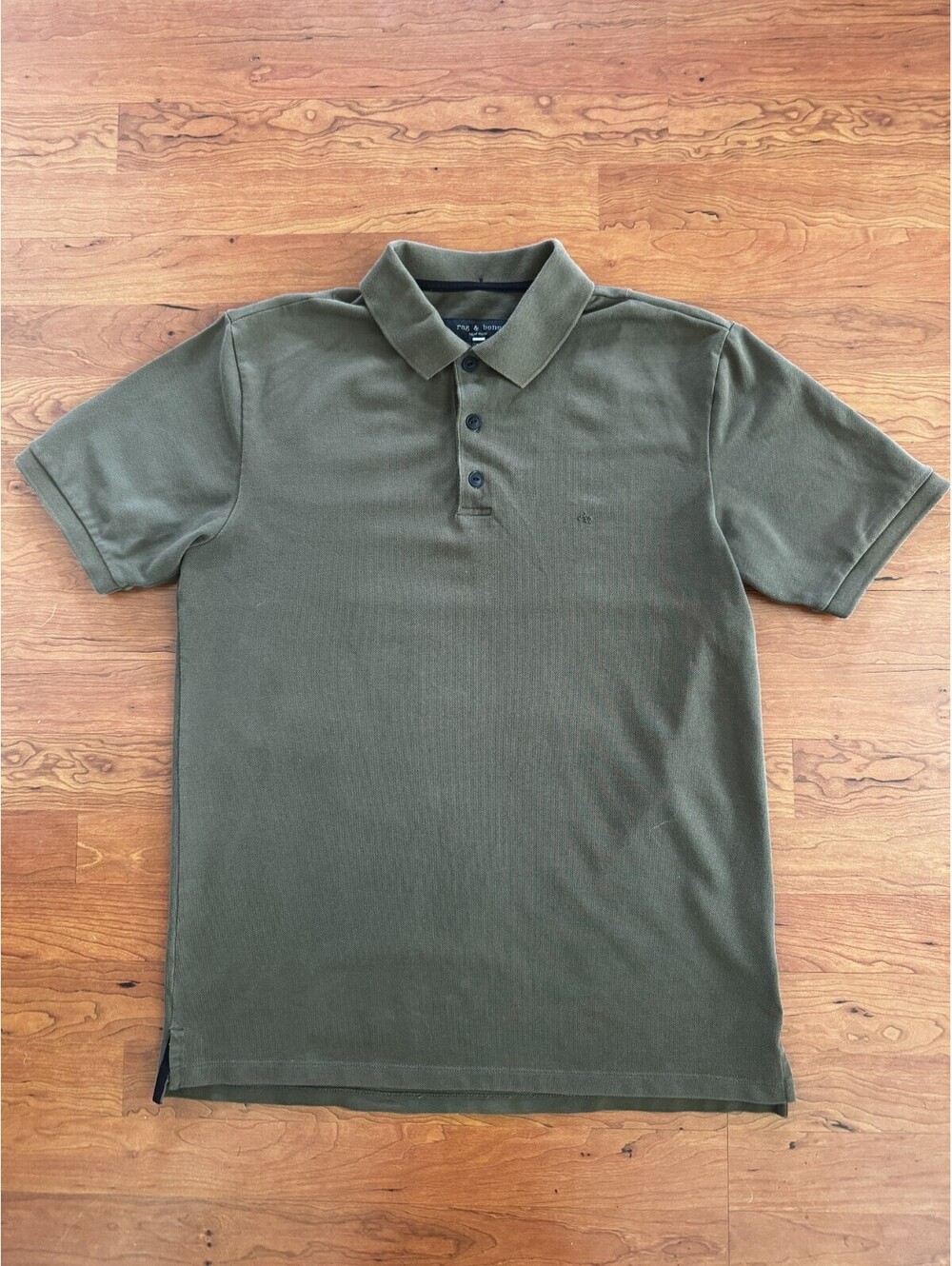 Rag & Bone Olive Green Knit Polo - Mens Medium